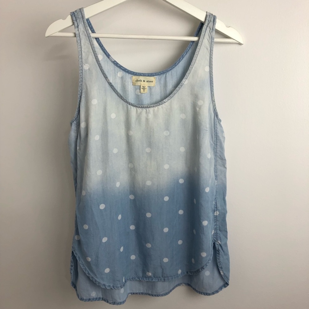 Anthropologie Cloth & Stone Blue Ombré Dot Tank